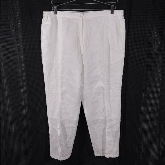 NWT! DANNY ROBERT'S! 100% FINE WHITE LINEN WIDE LEG PANTS, SLACKS! SZ 2X - Picture 4 of 12